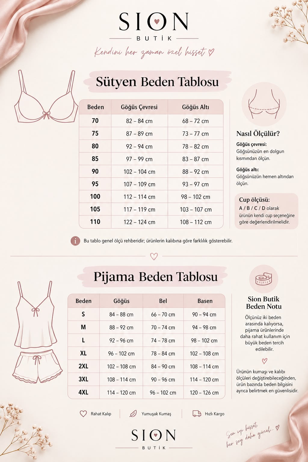 Sion Butik Beden Tablosu